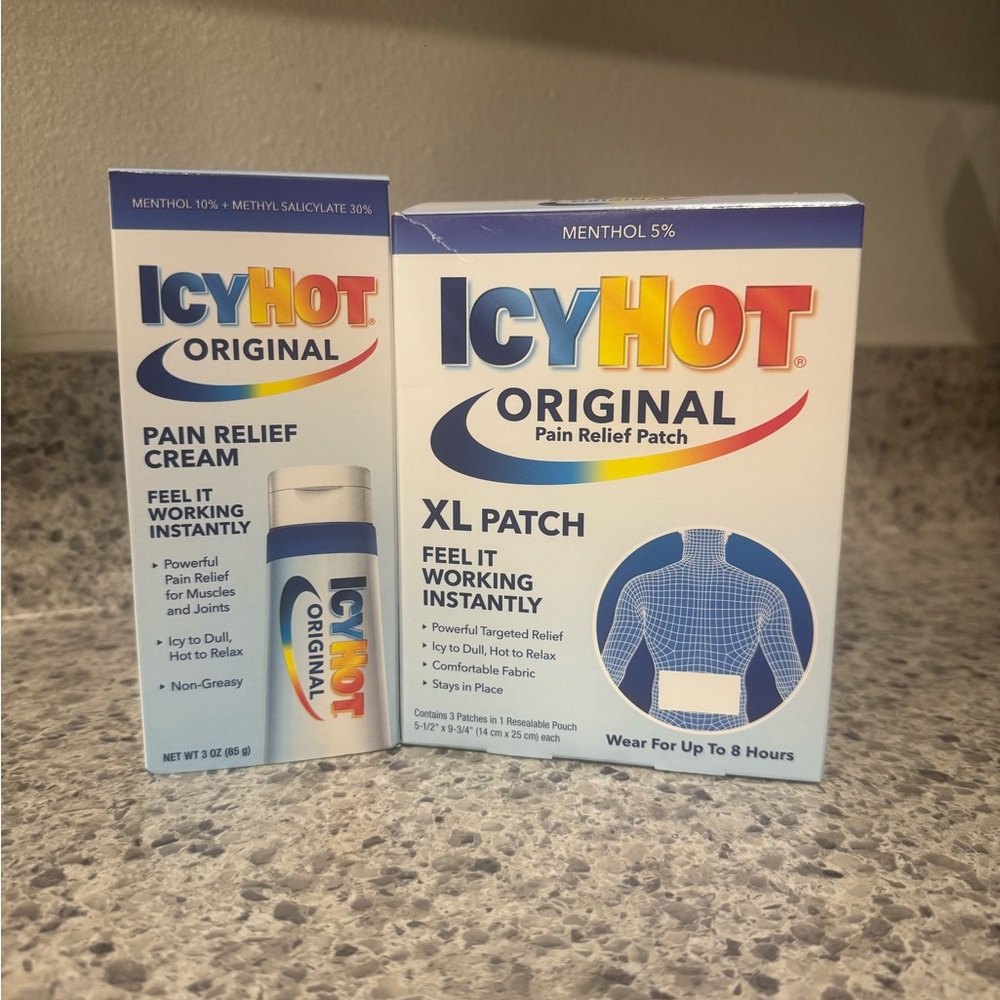 2 pk White and Blue Pain Relief Patches for Topical Comfort